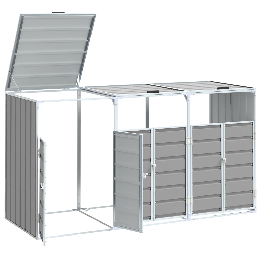 NNEVL Wheelie Bin Storage for Triple Bins Grey 216x81x115 cm Steel